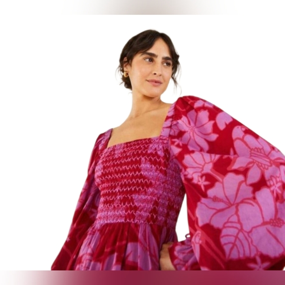 NWT Farm Rio Living Nature Burgundy Maxi Dress Size Small - Picture 2 of 14